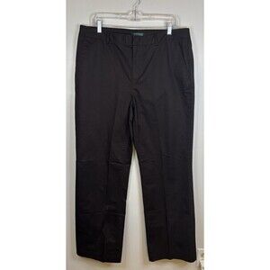 LAUREN RALPH LAUREN Women Chocolate Brown Straight Leg Chino Pants 14 Flat Front